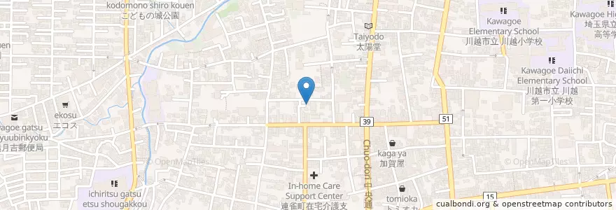 Mapa de ubicacion de 鴉山稲荷神社 en Japón, Prefectura De Saitama, 川越市.