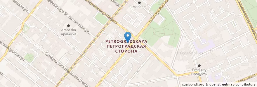 Mapa de ubicacion de The wall bar en Russland, Föderationskreis Nordwest, Oblast Leningrad, Sankt Petersburg, Petrograder Rajon, Округ Кронверкское.
