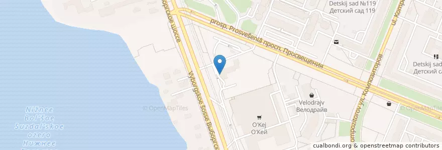 Mapa de ubicacion de KFC Auto en Russia, Northwestern Federal District, Leningrad Oblast, Saint Petersburg, Vyborgsky District, Округ Шувалово-Озерки.