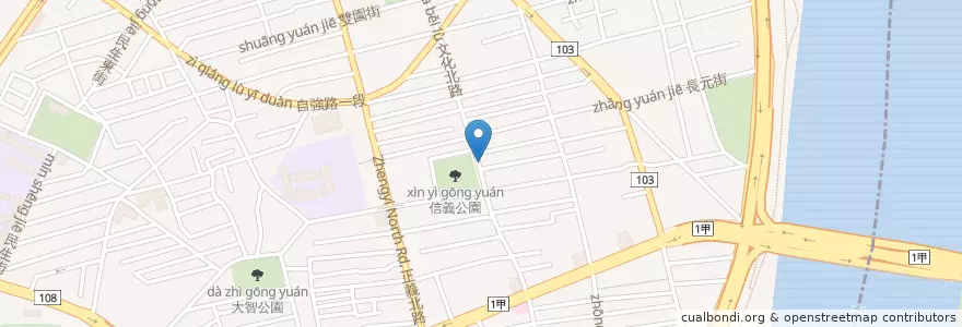 Mapa de ubicacion de 信義公園豬血湯 en Taiwán, Nuevo Taipéi.