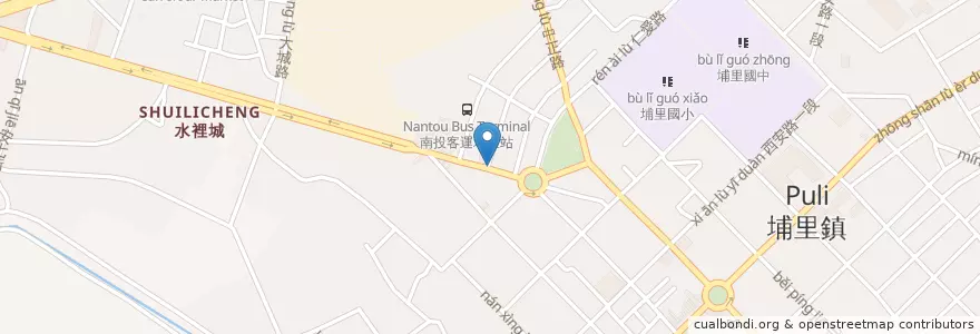 Mapa de ubicacion de 巴豆夭食堂 en Тайвань, Тайвань, Наньтоу, 埔里鎮.