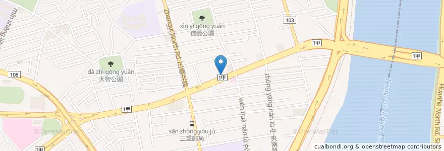 Mapa de ubicacion de 喬登美語 en 타이완, 신베이 시.