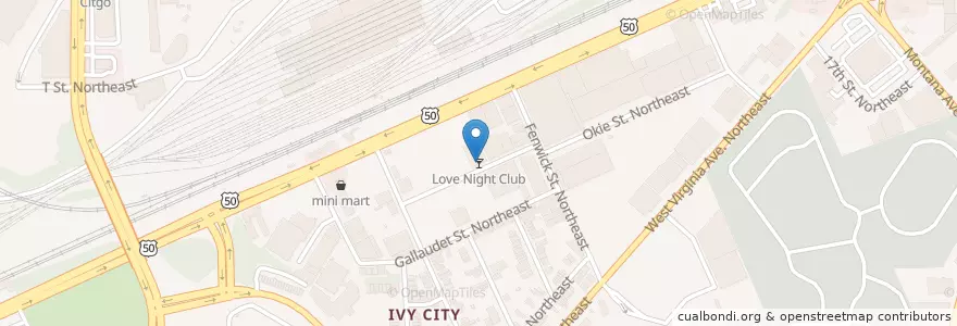 Mapa de ubicacion de Love Night Club en Stati Uniti D'America, Washington, Washington.