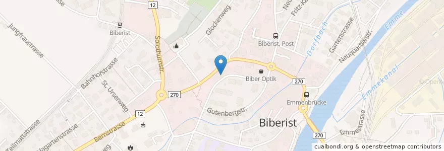 Mapa de ubicacion de Ärztezentrum Biberist en Suiza, Soleura, Amtei Bucheggberg-Wasseramt, Bezirk Wasseramt, Biberist.