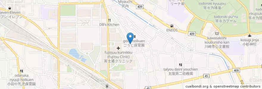Mapa de ubicacion de 神明神社 en Japan, Kanagawa Prefecture, Kawasaki, Nakahara Ward.