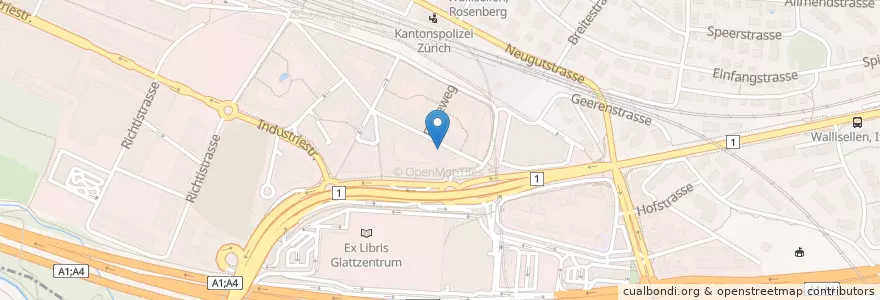 Mapa de ubicacion de Richti P2 en Switzerland, Zürich, Bezirk Bülach, Wallisellen.