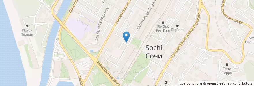 Mapa de ubicacion de Шаурма у Артура en روسيا, منطقة فيدرالية جنوبية, منطقة كراسنودار, Городской Округ Сочи.