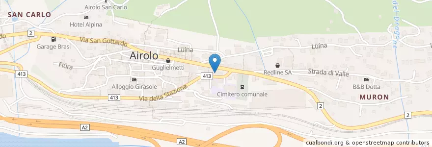 Mapa de ubicacion de Cinema Leventina en Швейцария, Тичино, Левентина, Circolo Di Airolo, Airolo.