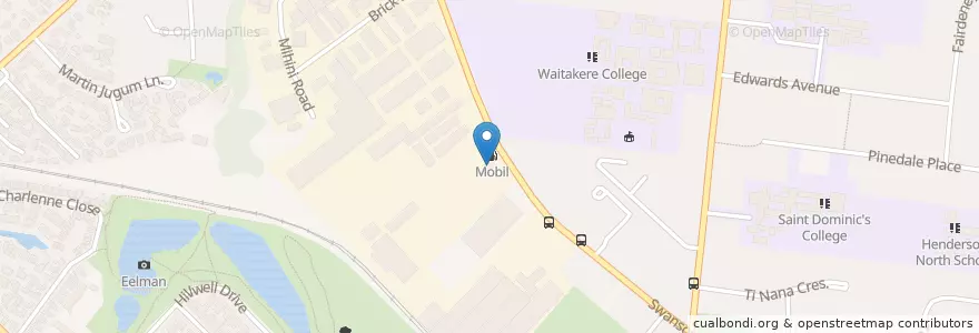 Mapa de ubicacion de Mobil en New Zealand, Auckland, Henderson-Massey.