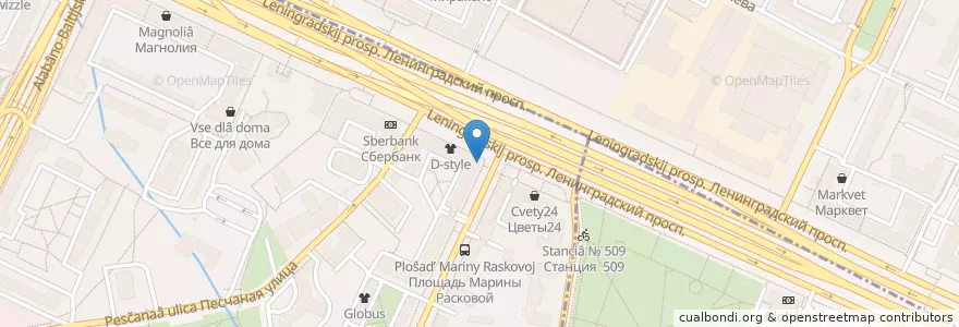 Mapa de ubicacion de Москва 125057 en روسيا, Центральный Федеральный Округ, Москва, Северный Административный Округ, Район Сокол, Район Аэропорт.