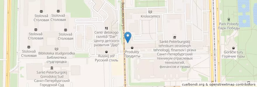 Mapa de ubicacion de Шеф кебаб en Russia, Северо-Западный Федеральный Округ, Oblast' Di Leningrado, San Pietroburgo, Московский Район.