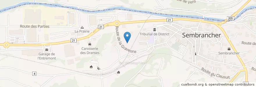 Mapa de ubicacion de Maison de la Santé de la Gravenne en Schweiz/Suisse/Svizzera/Svizra, Valais/Wallis, Entremont, Sembrancher.