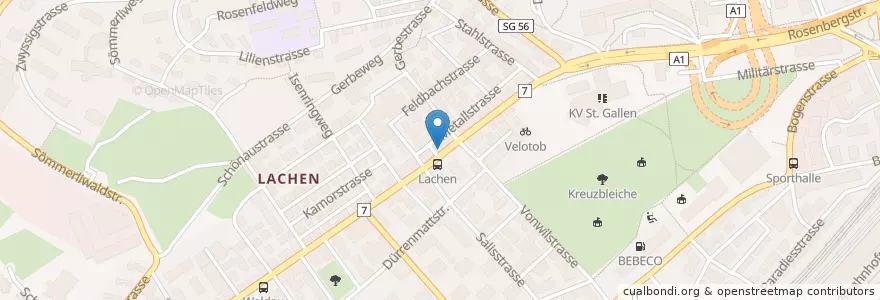 Mapa de ubicacion de Lachen Imbiss en Schweiz/Suisse/Svizzera/Svizra, Sankt Gallen, Wahlkreis St. Gallen, St. Gallen.