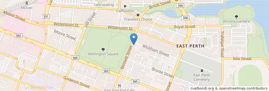 Mapa de ubicacion de Cafe Bellavista en Australia, Western Australia, City Of Perth.
