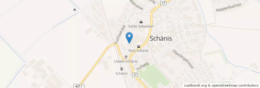 Mapa de ubicacion de Postagentur 8718 Schänis en Schweiz/Suisse/Svizzera/Svizra, Sankt Gallen, Wahlkreis See-Gaster, Schänis.