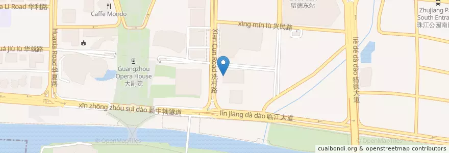 Mapa de ubicacion de 炳胜品味珠江新城店 en 中国, 広東省, 広州市, 天河区, 猎德街道.