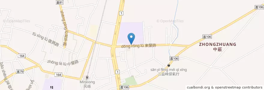 Mapa de ubicacion de 東榮國小校門 en Taiwán, Provincia De Taiwán, Condado De Chiayi, 民雄鄉.