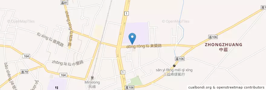 Mapa de ubicacion de 東榮國小側門(1) en Taiwan, Taiwan, Landkreis Chiayi, Minxiong.