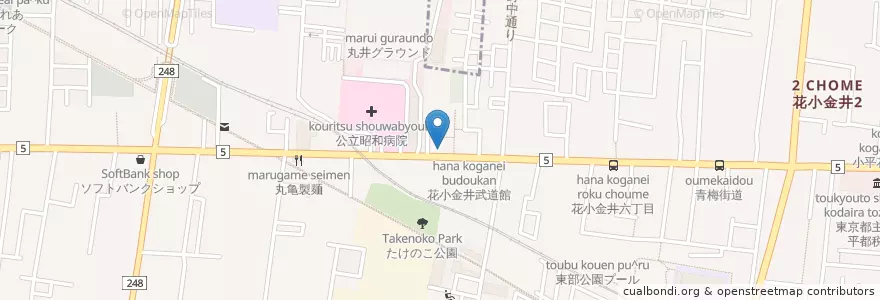 Mapa de ubicacion de 手打うどん平作 en Japonya, 東京都, 小平市.