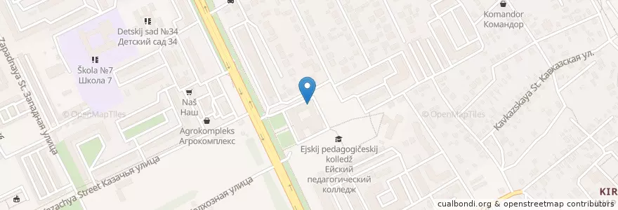 Mapa de ubicacion de Школа № 16 en Rússia, Distrito Federal Do Sul, Krai De Krasnodar, Ейский Район, Ейское Городское Поселение.