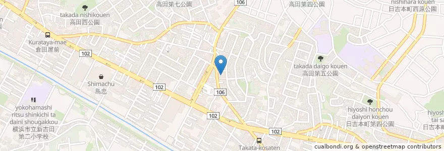 Mapa de ubicacion de 華屋与兵衛 en ژاپن, 神奈川県, 横浜市, 港北区.
