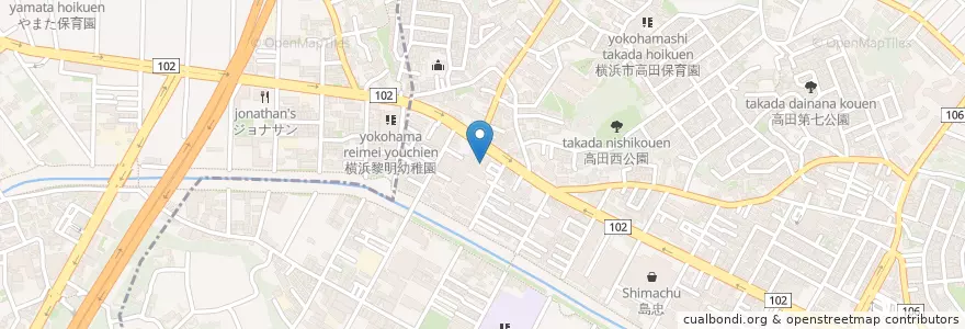 Mapa de ubicacion de 不二家レストラン　高田店 en Japão, 神奈川県, 横浜市, 港北区.