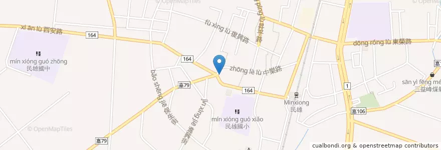 Mapa de ubicacion de 保生大帝廟 en Taiwan, Taiwan Province, Chiayi County, Minxueng Township.