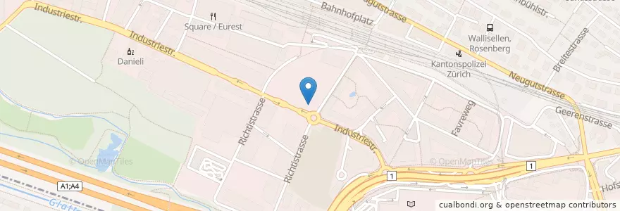 Mapa de ubicacion de Glatt Cafe en Schweiz/Suisse/Svizzera/Svizra, Zürich, Bezirk Bülach, Wallisellen.
