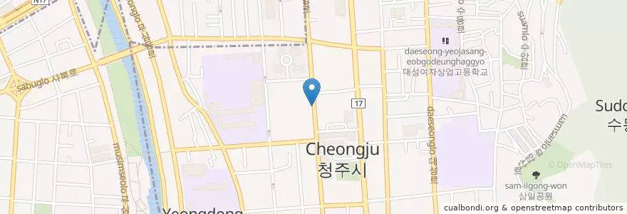 Mapa de ubicacion de 북문로3가 en 대한민국, 충청북도, 청주시, 북문로3가.