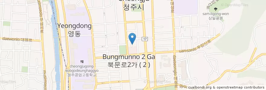 Mapa de ubicacion de 북문로2가 en 대한민국, 충청북도, 청주시, 북문로2가.