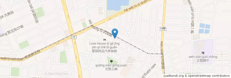 Mapa de ubicacion de 河馬豆車體美研 en Taiwan, Tainan, 北區.