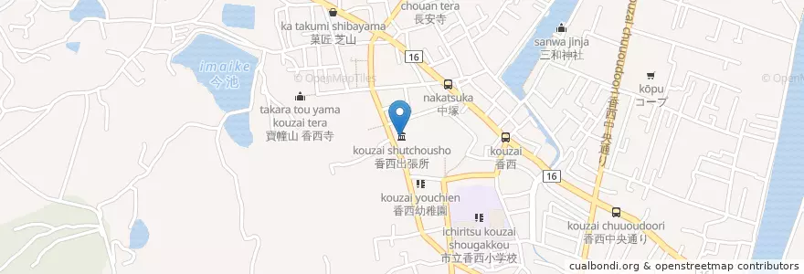 Mapa de ubicacion de 香西出張所 en ژاپن, 香川県, 高松市.
