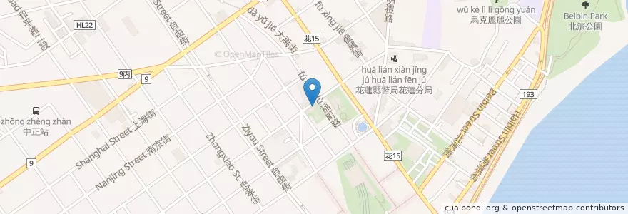 Mapa de ubicacion de 斗宅咖啡 en تایوان, 臺灣省, هوالاین, 花蓮市.