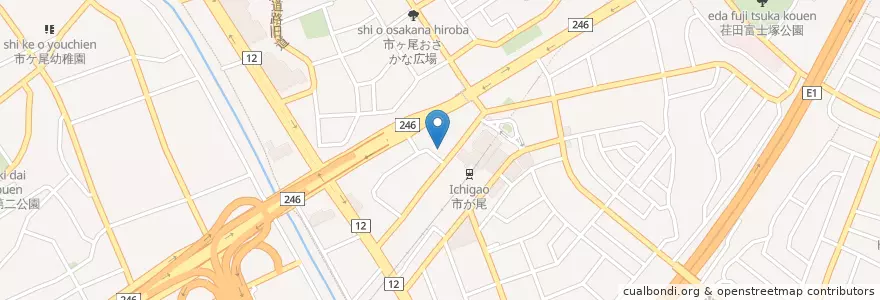 Mapa de ubicacion de 横浜銀行 en Japan, 神奈川県, Yokohama, 青葉区.