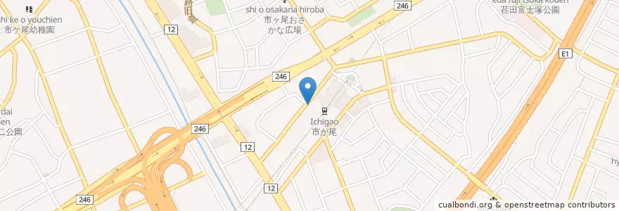 Mapa de ubicacion de モスバーガー en Japón, Prefectura De Kanagawa, Yokohama, 青葉区.