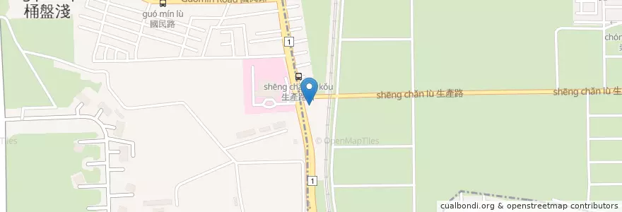Mapa de ubicacion de 台灣中油生產路站 en Taiwán, 臺南市, 東區.