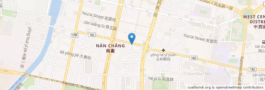 Mapa de ubicacion de 巷丼食堂 en 臺灣, 臺南市, 中西區.