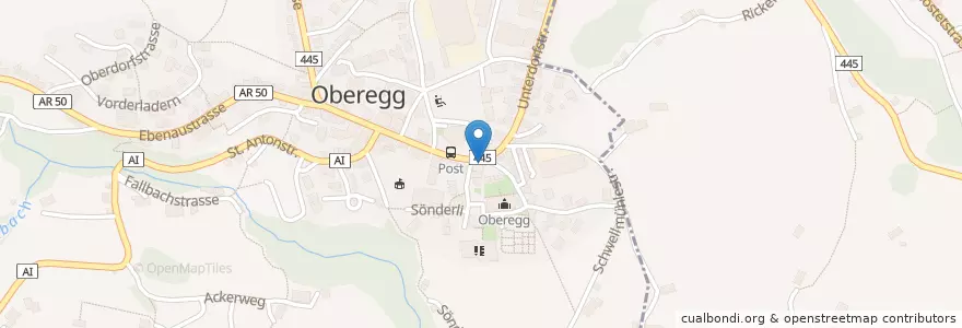 Mapa de ubicacion de Ochsen en Suisse, Saint-Gall, Appenzell Rhodes-Intérieures, Oberegg.
