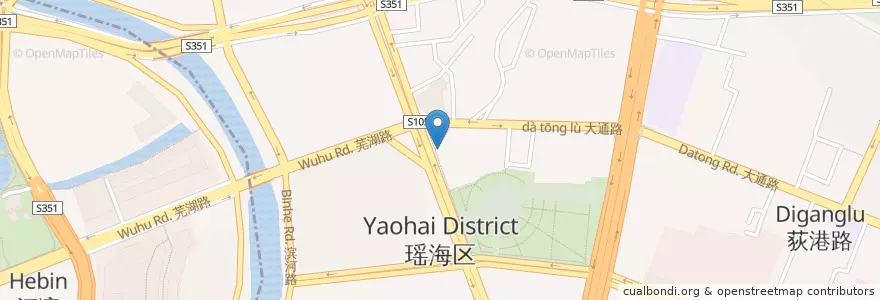Mapa de ubicacion de Mingguanglu Subdistrict en China, Anhui, Hefei, Yaohai District, Urban Hefei, Mingguanglu Subdistrict.