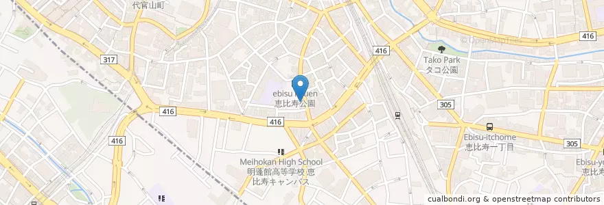 Mapa de ubicacion de 東京国際基督教教会 en Japón, Tokio, Meguro.