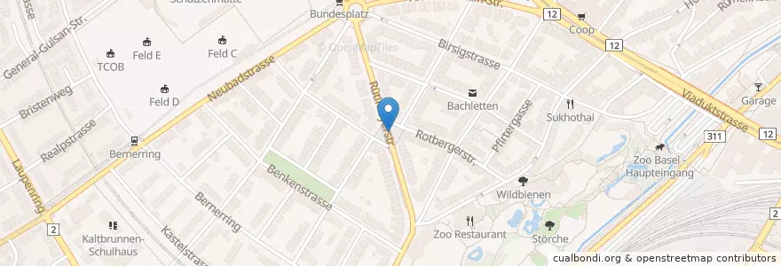 Mapa de ubicacion de Dienstagsmarkt Rütimeyerplatz en İsviçre, Basel-Stadt, Basel.