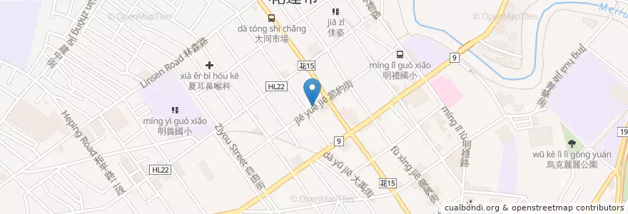 Mapa de ubicacion de 有吐司有財早午餐 en 타이완, 타이완성, 화롄현, 화롄 시.