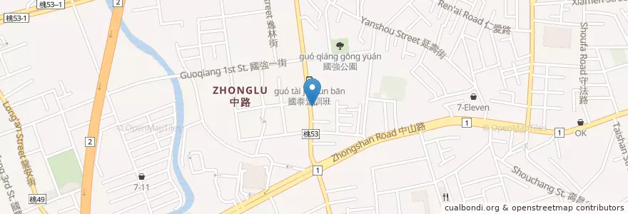 Mapa de ubicacion de 益兒康藥局 en Taiwan, Taoyuan, Taoyuan District.