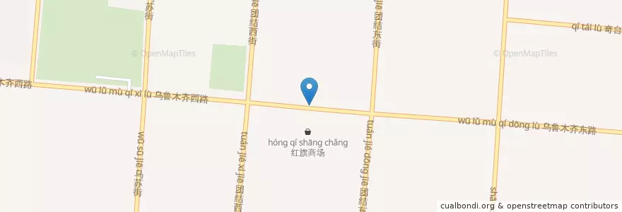 Mapa de ubicacion de 团结路街道 en 中国, 新疆ウイグル自治区, 塔城地区, イリ・カザフ自治州, 奎屯市, 团结路街道.