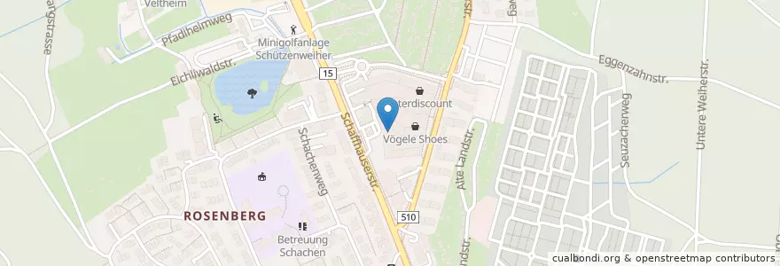 Mapa de ubicacion de Postagentur 8410 Winterthur Rosenberg en Швейцария, Цюрих, Bezirk Winterthur, Winterthur.