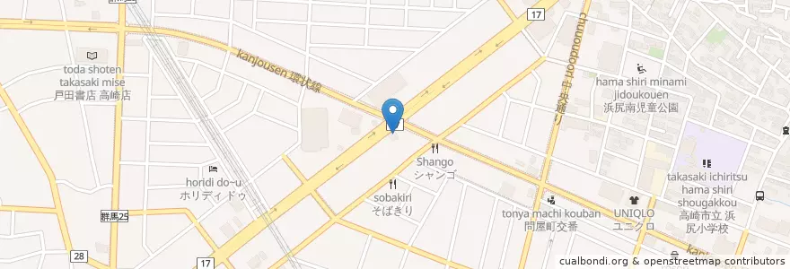 Mapa de ubicacion de デニーズ en 日本, 群馬県, 高崎市.