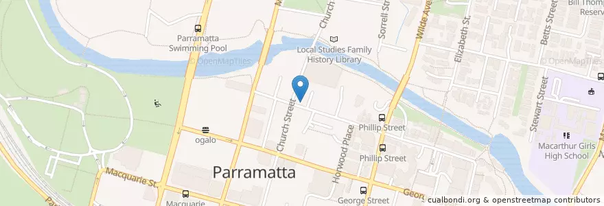 Mapa de ubicacion de Mille Uno Restaurant en Australien, Neusüdwales, Sydney, City Of Parramatta Council.