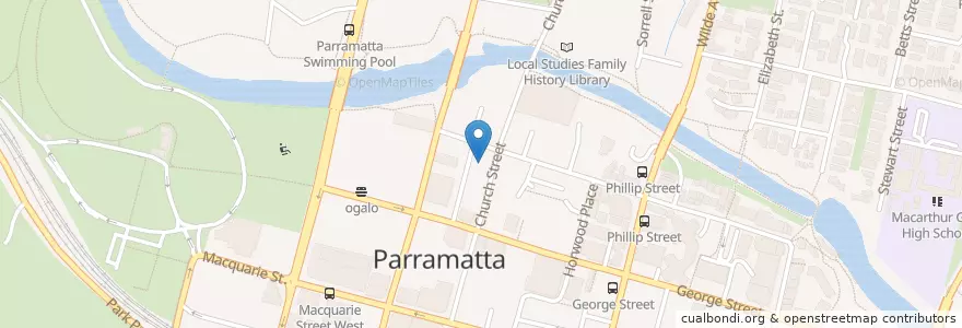 Mapa de ubicacion de Brades Burgers en Australien, Neusüdwales, Sydney, City Of Parramatta Council.