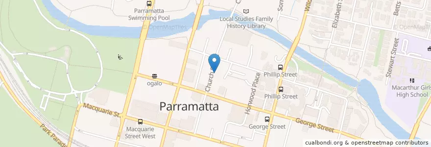 Mapa de ubicacion de Sicilian Restaurnt en Австралия, Новый Южный Уэльс, Sydney, City Of Parramatta Council.