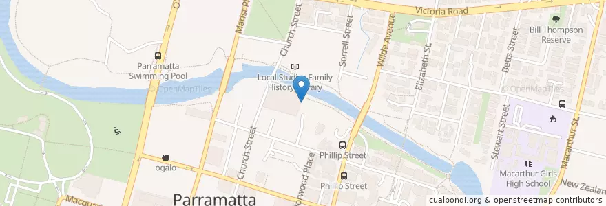 Mapa de ubicacion de River Cafe en استرالیا, New South Wales, Sydney, City Of Parramatta Council.